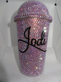 Image 1 of  Handmade Crystal glass cup 20oz ab pink. 4500 rhinestone use.