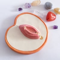 Image 1 of Juicy Fruit Trinket Plate / Incense Holder - White Peach - Waxed