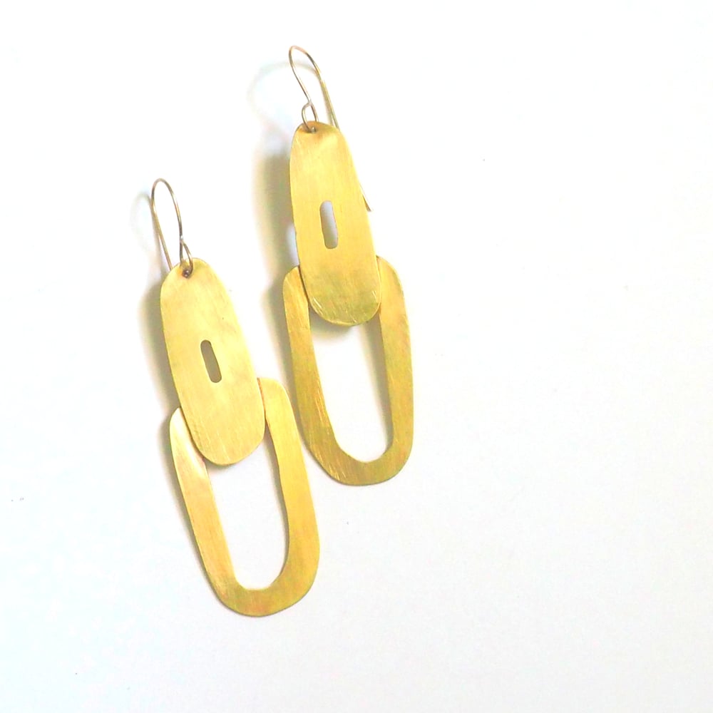 Image of Long O Brass earrings