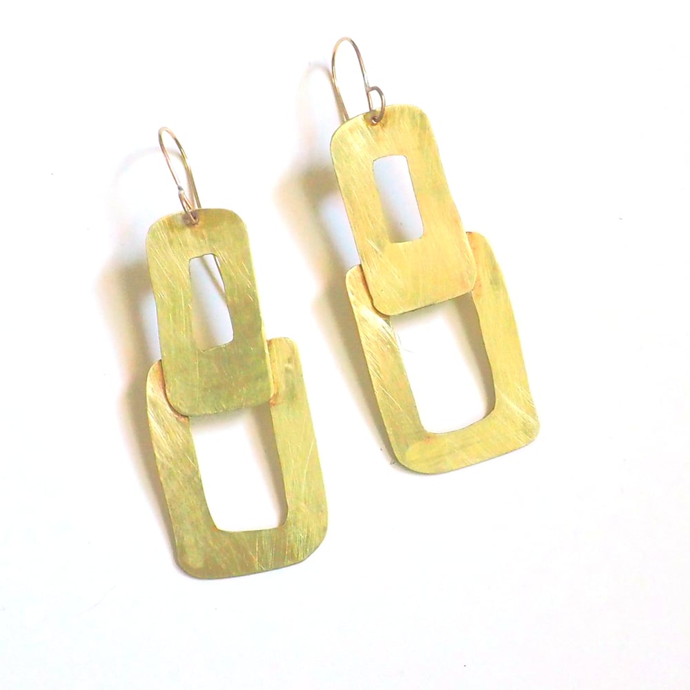 Image of Rectangular Brass Shape Earrings