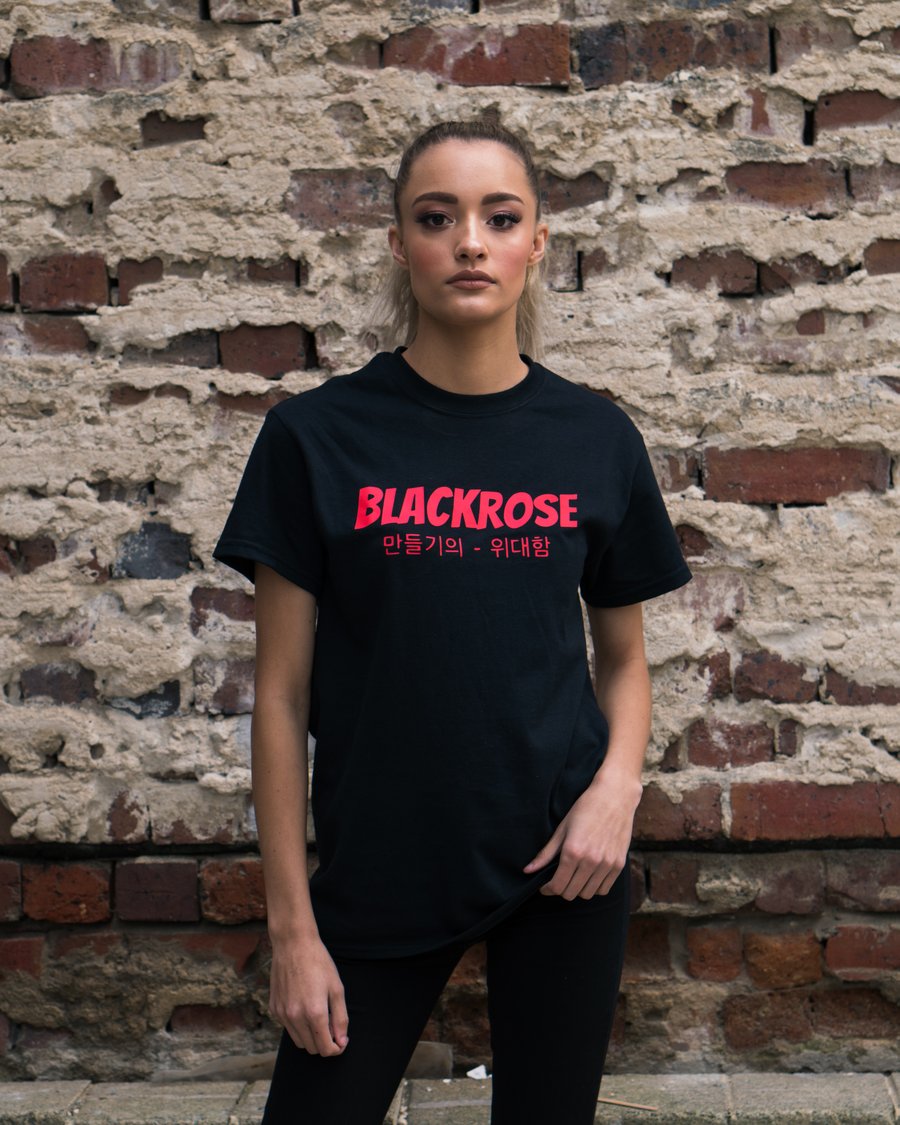 Image of Black "BLACKROSE" Tee