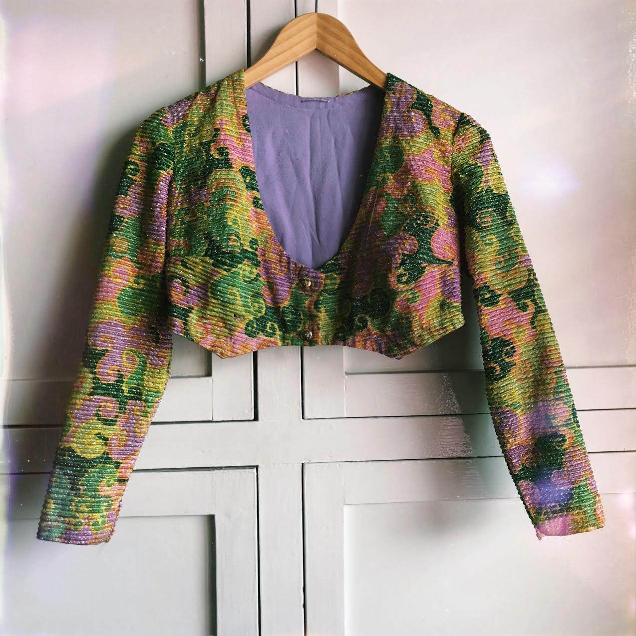 Image of LUCY IN THE SKY: Retro 60's Psychedelic Crop Jacket (XS)