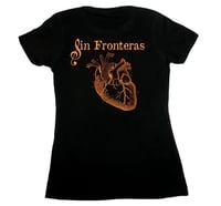 Image 1 of "Sin Fronteras" - The Official T-Shirt of Del Corazón Music - "Fitted" / "Ajustado" / "Womans"