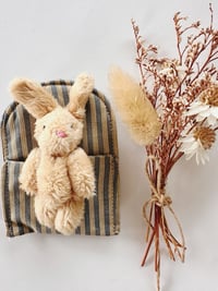 Image 1 of Tiny Plush bunny - Blue pinstripe