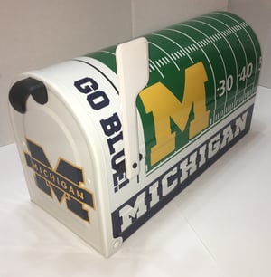 Image of Michigan Wolverines Large Capacity Mailbox by TheBusBox - Football Sports Mail Box NFL, NBA, College