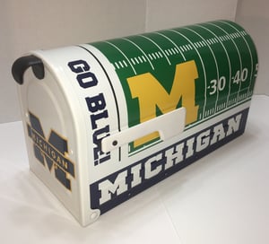 Image of Michigan Wolverines Large Capacity Mailbox by TheBusBox - Football Sports Mail Box NFL, NBA, College