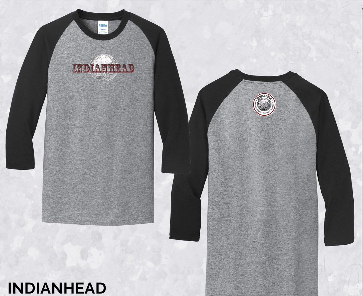 Image of Indianhead baseball style T-shirt -- gray/blk