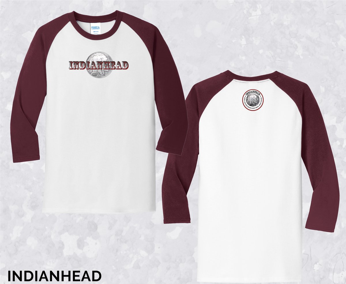 Image of Indianhead baseball style T-shirt -- white/maroon