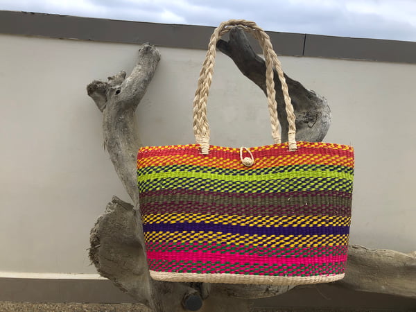 Image of Rainbow toquilla straw basket 