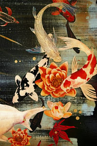 Image 4 of Original Canvas - Koi Under Maple - 90cm x 60cm