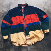 Original 90’s Tommy Hilfiger Color-Block Corduroy Button-Up Shirt.