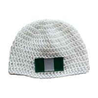 Image 1 of White Nigerian Flag Fitted Beanie