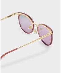 Image 3 of KATIE LOXTON Santorini Round Sunglasses in Pink with Mirrored Lens
