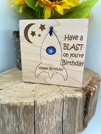Image 1 of Wooden Birthday Card With Hamging Ornament