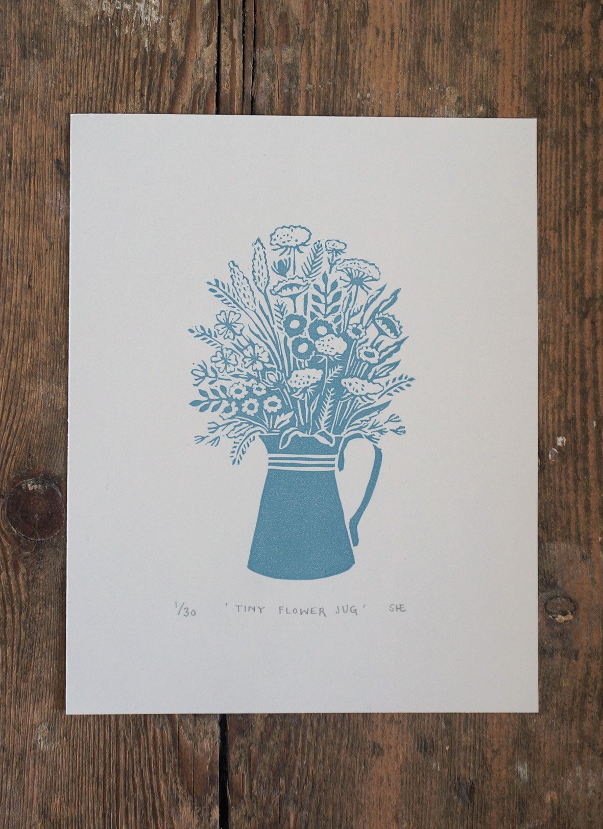 Image of Tiny Flower Jug - Linocut