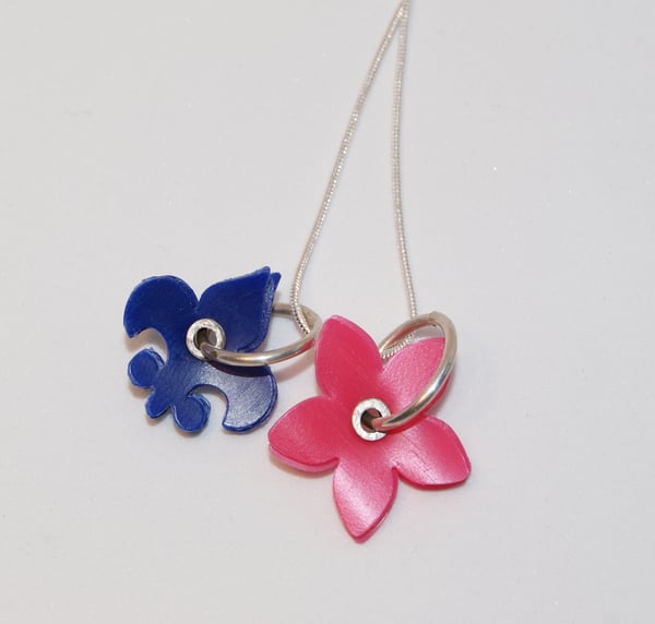 Image of Recycled Plastic Charm Pendant Blue & Neon Pink