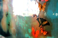 Image 5 of Original Canvas - Butterflies on Prussian Blue/Turquoise/Gold - 36" x 60"