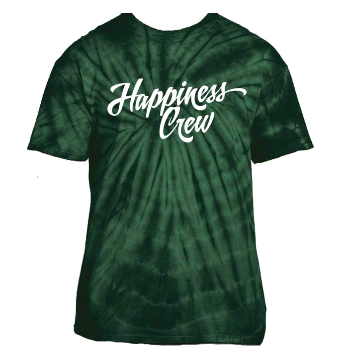 Green Retro TieDye TShirt Happiness Crew