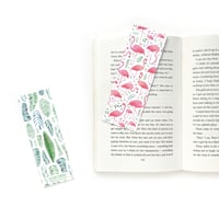 Image 1 of Flamingo and fern double sided bookmark