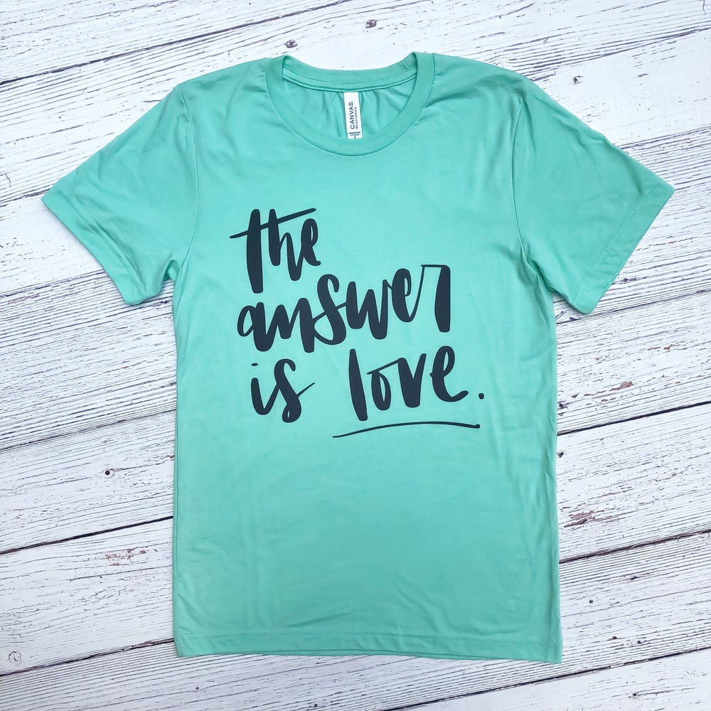 Image of The Answer Is Love (Mint & Charcoal Crewneck)