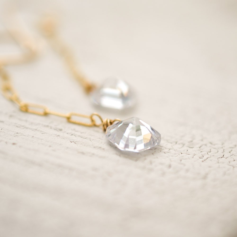 Image of Long Asscher-cut cubic zirconia chain earrings
