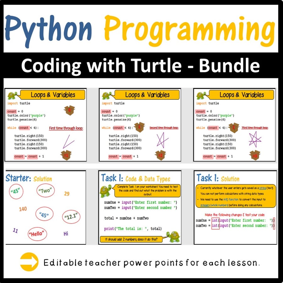 Python Programming Lesson Plans Bundle - Coding with Python Turtle