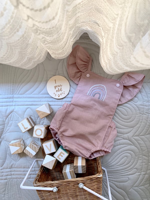 Image of Luxe Linen Rainbow Romper