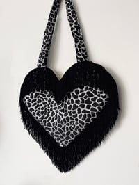 Image 1 of 🖤 Silver & Black Heart Bag – Tassel Fringe Statement