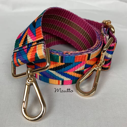 Image of Colorful Geometric Strap for Handbags - Tribal Native Couture Design - Adjustable Shoulder-Crossbody