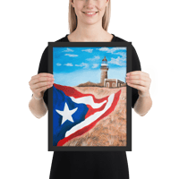 Bandera Boricua en el Faro  tamaño 12" x 16"