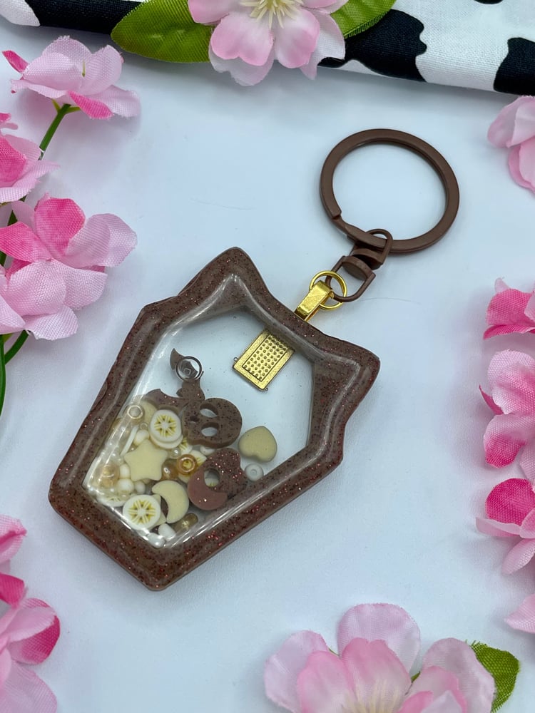 Image of Keychain - Spooky Chocolate Banana Kitty Coffin