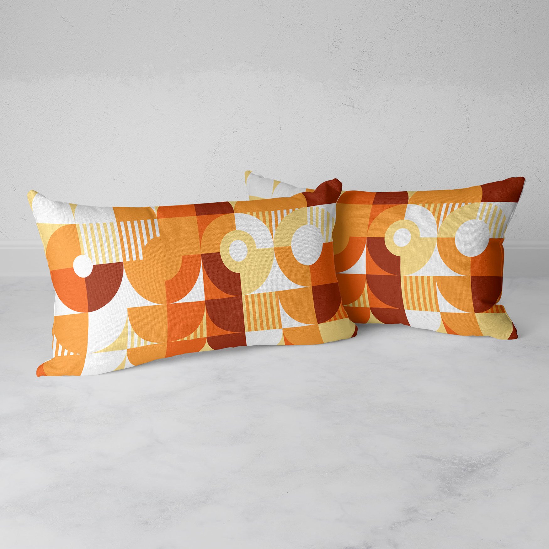 Image of Monochromatic Machine in Orange Rectangular Throw Pillow