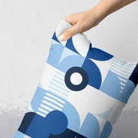 Image 2 of Monochromatic Machine in Blue Rectangular Throw Pillow