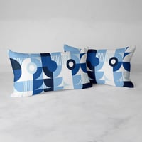Image 3 of Monochromatic Machine in Blue Rectangular Throw Pillow