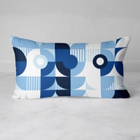 Image 1 of Monochromatic Machine in Blue Rectangular Throw Pillow
