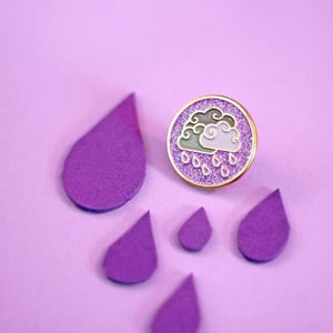 Image of Purple Rain clouds, glitter enamel pin - badge - lapel pin