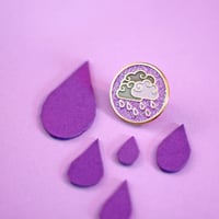 Image 3 of Purple Rain clouds, glitter enamel pin - badge - lapel pin