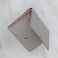 Image 4 of TRIFOLD Wallet with Snap – Light Grey & Pink
