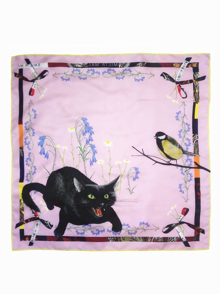 Image of Cat Sauvage Silk Scarf/ Dusk 