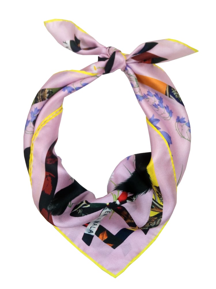 Image of Cat Sauvage Silk Scarf/ Dusk 