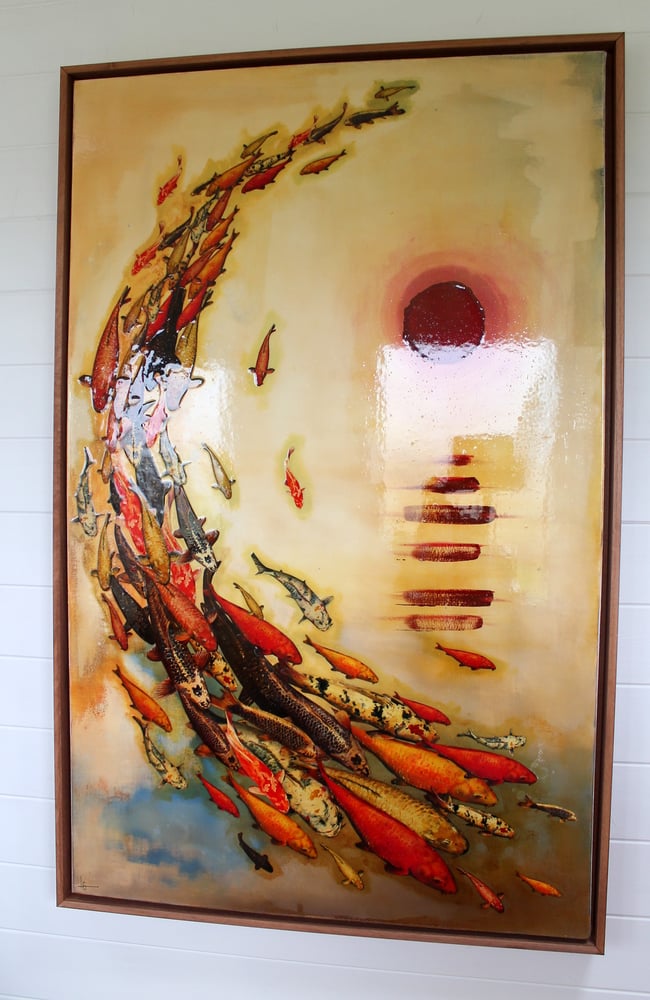 Image of Original Canvas - Red Sun Koi - 30" x 48"