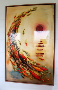 Image 2 of Original Canvas - Red Sun Koi - 30" x 48"