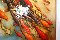 Image 3 of Original Canvas - Red Sun Koi - 30" x 48"