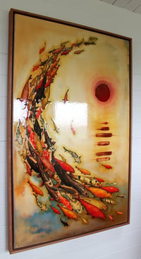 Image 4 of Original Canvas - Red Sun Koi - 30" x 48"