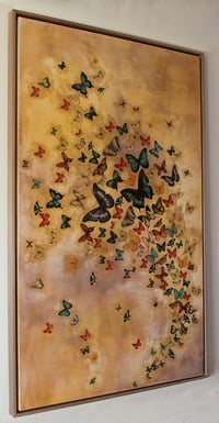 Image 2 of Original Canvas - Butterflies on Warm Ochre - 36" x 60"