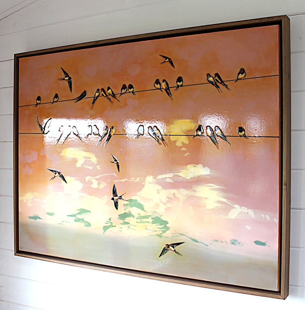 Image of Original Canvas - Swallows at Dawn - 30" x 40"