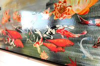 Image 3 of Original Canvas - Koi and Lilies on Grey/Black - 24" x 48"