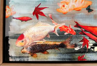 Image 5 of Original Canvas - Koi and Lilies on Grey/Black - 24" x 48"