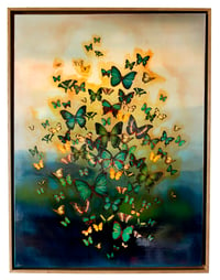 Image 1 of Original Canvas - Butterflies on Prussian Blue Tones - 30" x 40"