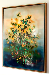 Image 2 of Original Canvas - Butterflies on Prussian Blue Tones - 30" x 40"